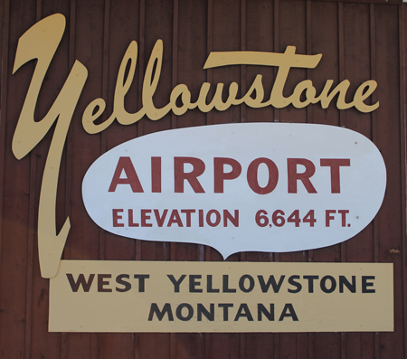 Yellowstone Airport sign from front of building